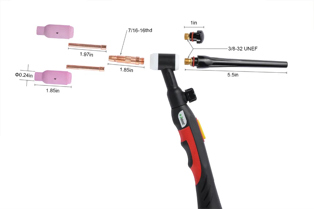 Reboot TIG Welding Torch Welding Gun WP17FV with 13 Feet 4M TIG Welder Adapter for High Frequency Lift TIG Arc Welder