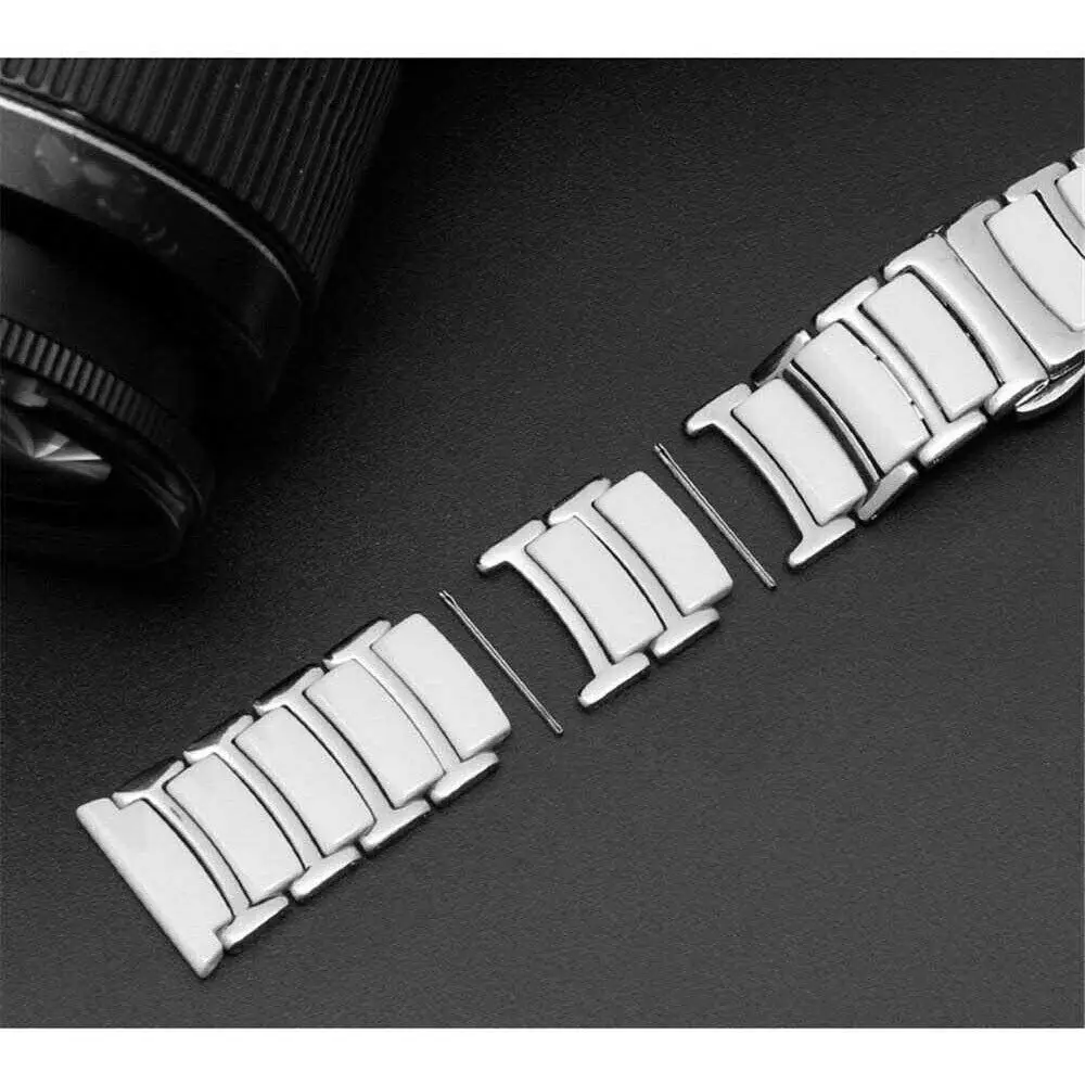 Ceramic Watch Strap 16mm Bracelet Watchband 20mm 22mm Stainless Steel Wristwatches Band 18mm White Black Watch Belt