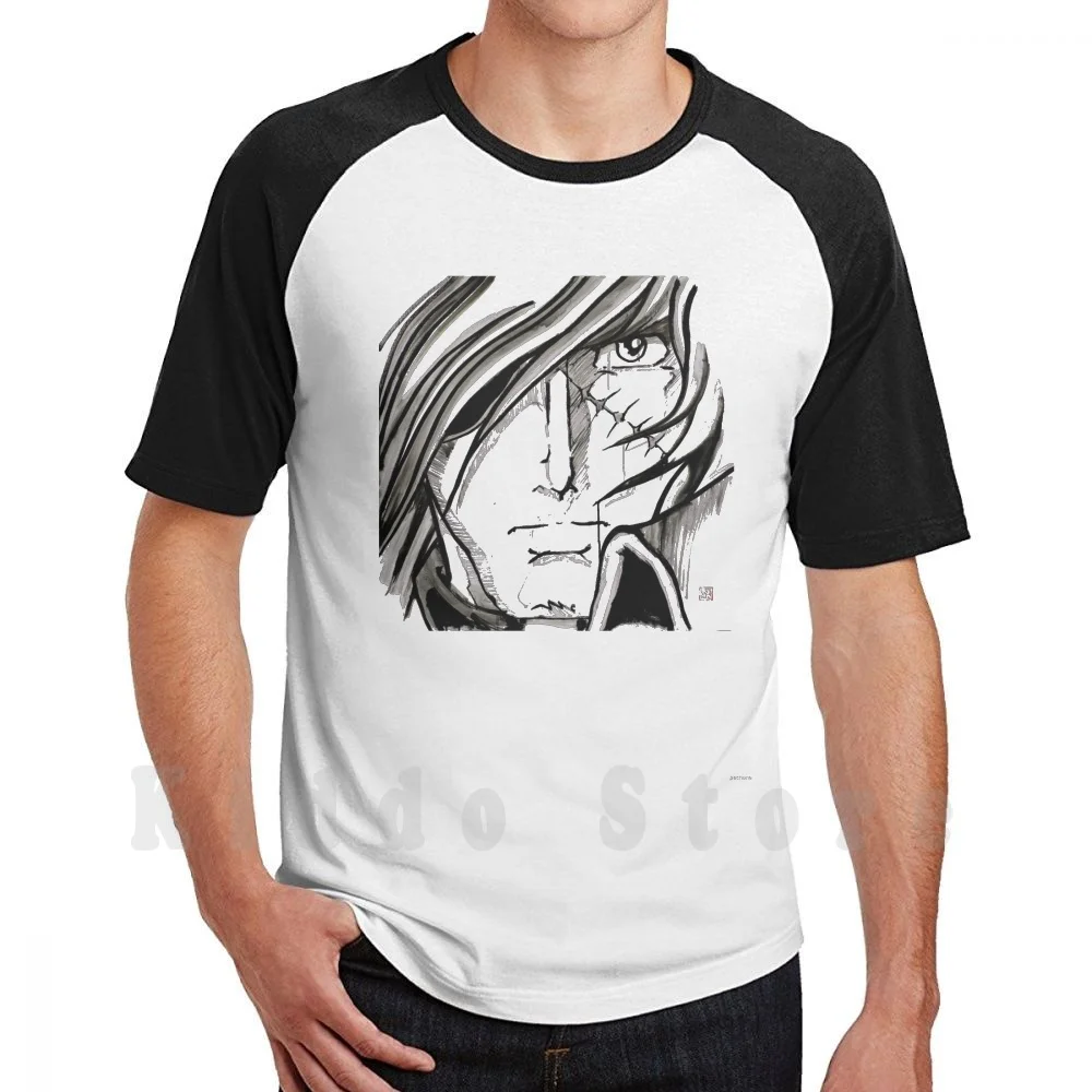 Camiseta con diseño de Capitán Harlock, talla grande, 100% algodón, Capitán Harlock, pirata, espacio, Albator, manga, Japón
