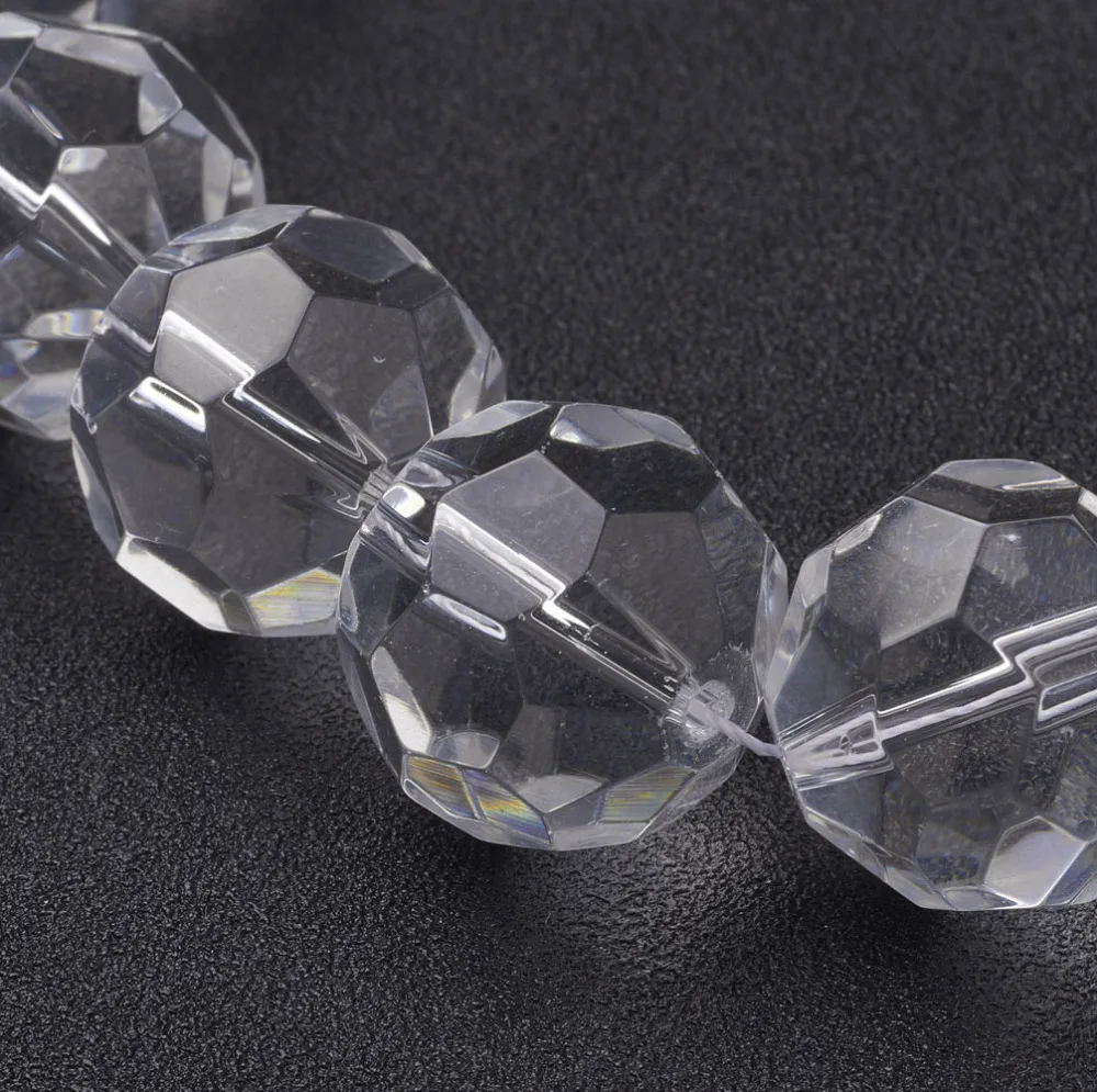 1 Strand 6mm 8mm 10mm 12mm 20mm Clear Faceted Glass Round Beads for Jewelry Making DIY Bracelet Necklace