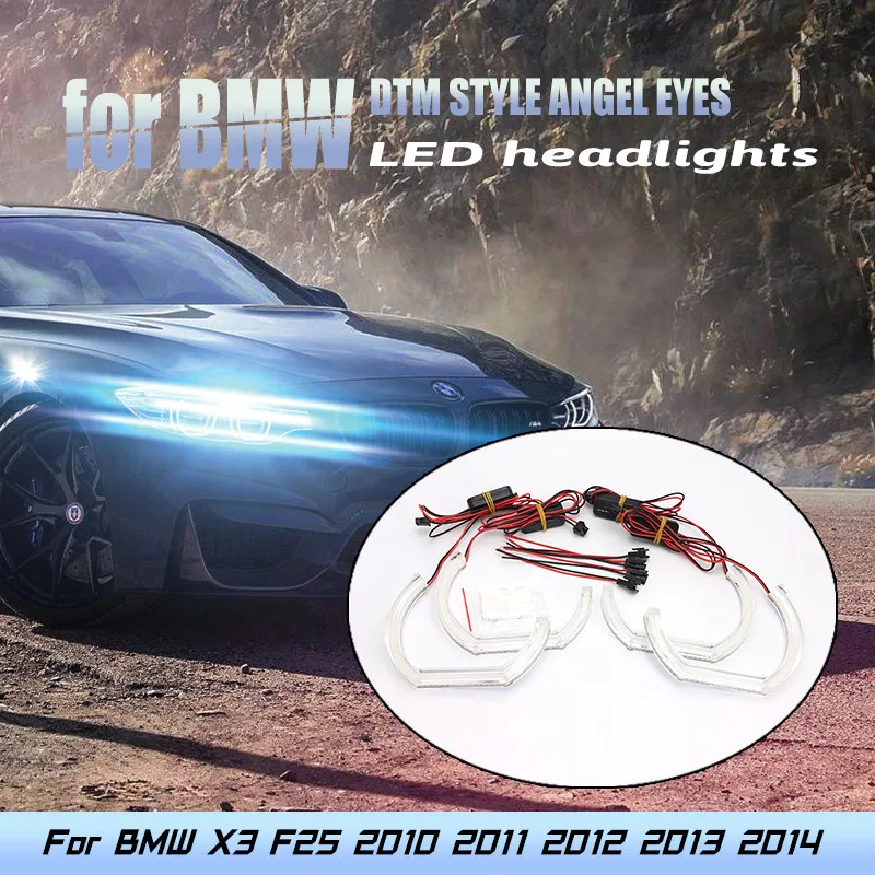

Halo Ring LED Angel Eyes Kit DTM U Shape Light Cut Style Day Light 6000K White for BMW X3 F25 2010-2014 HALOGEN HEADLIGHT