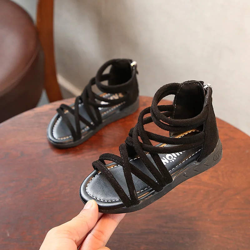 CNFSNJ 2021 new Summer Beach High top Pump Baby Girls Pu Leather Children Black Kids Fashion Flat Toddler Pink Sandals 21-36