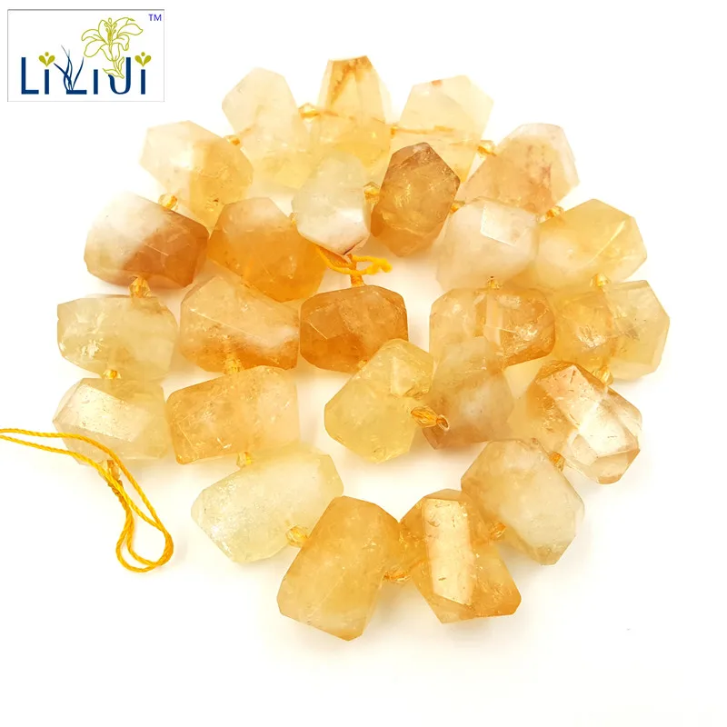 

LiiJi Unique Real Citrines Irregular Facted Shape Large Stone Loose Beads about 12x20mm for DIY Jewelry Making about 39cm/15''