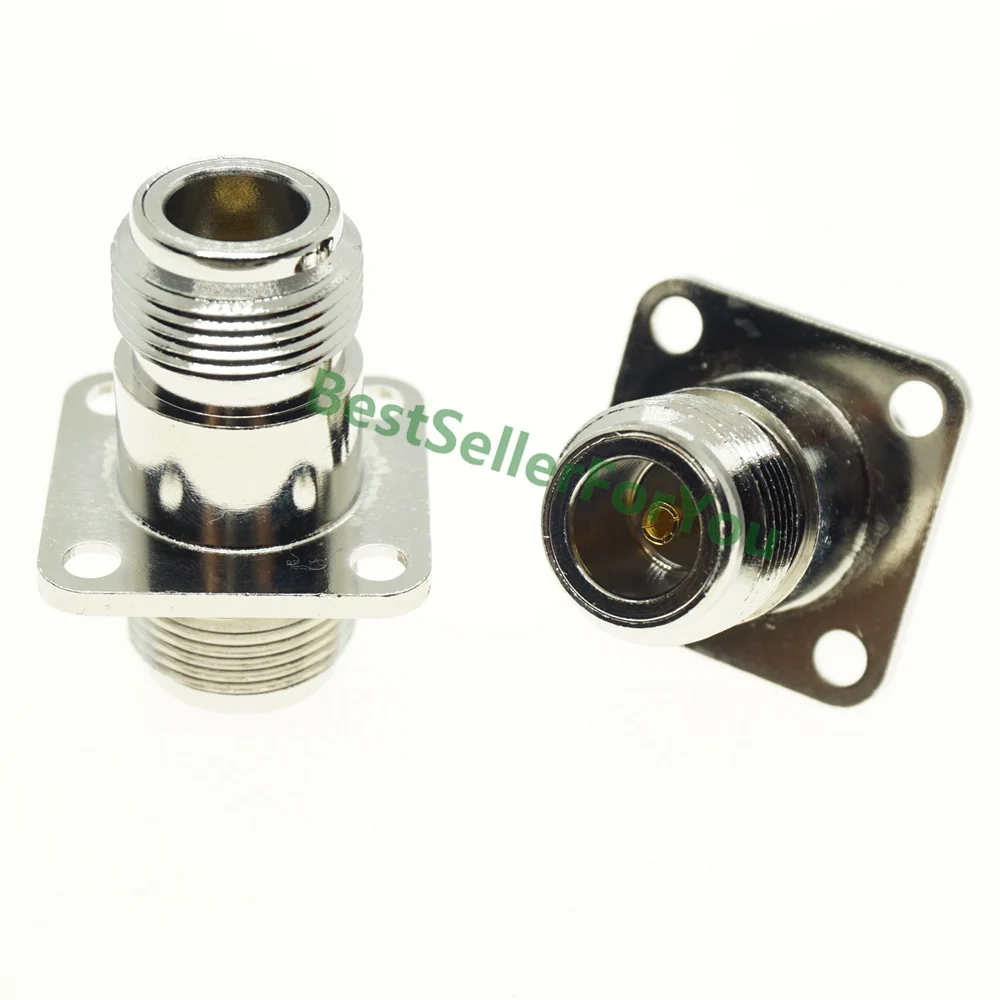 NEW  N Female Jack to N Female RF Coax Adapter convertor 4-hole Panel mount flange chassis Nickelplated