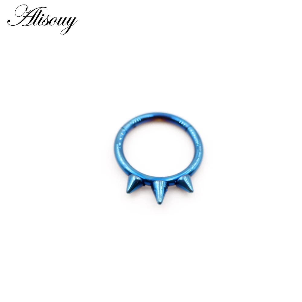 Alisouy 1pc Stainless Steel 16G Cone Ball Hinged Clicker Nose Septum Ring Segment Daith Helix Hoop Earring Body Piercing Jewelry