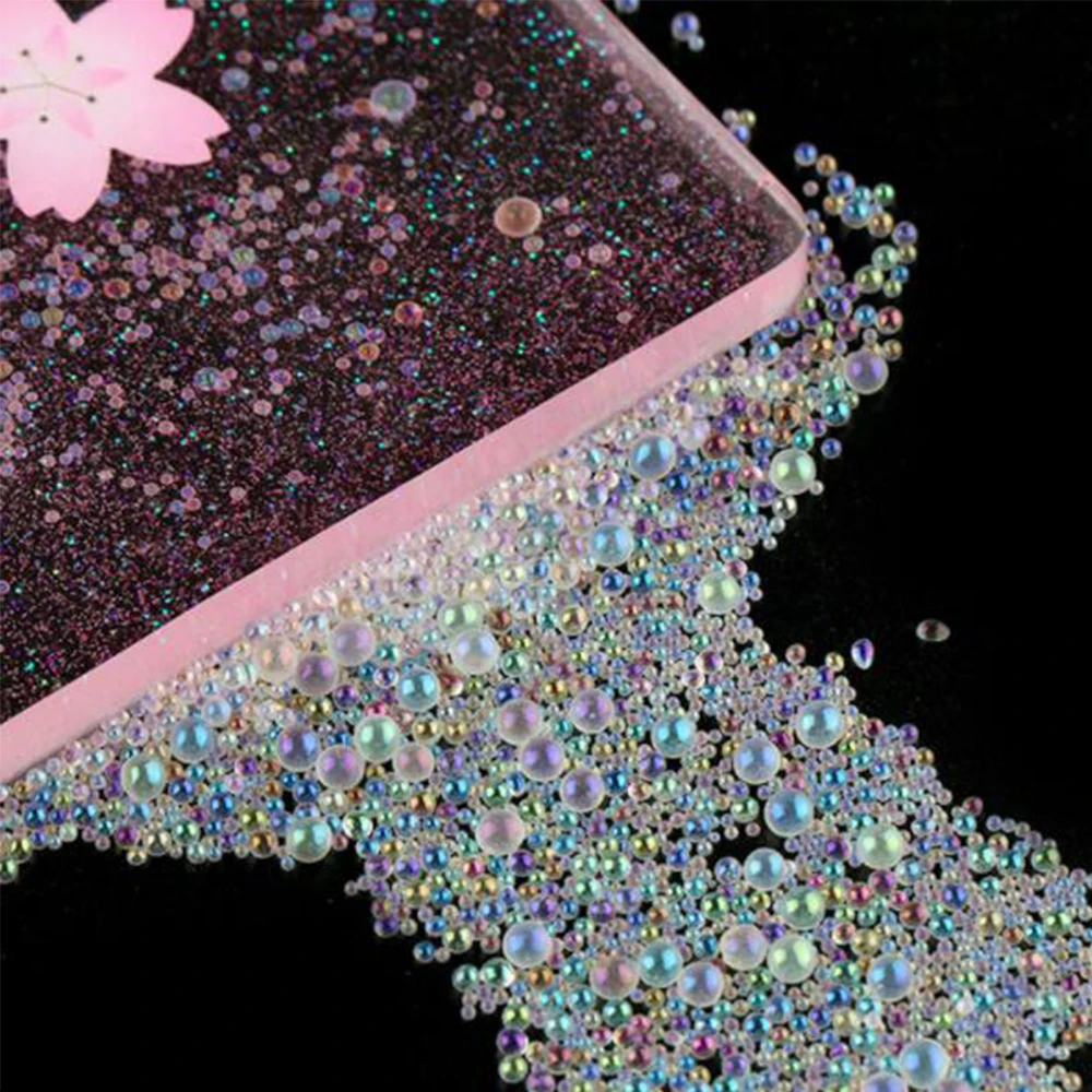 10g/bag 0.4-3mm Tiny Glass Bead Mini Transparent Bubble Ball Beads For Silicone Mold Resin Epoxy Filler DIY Nail Art Decor