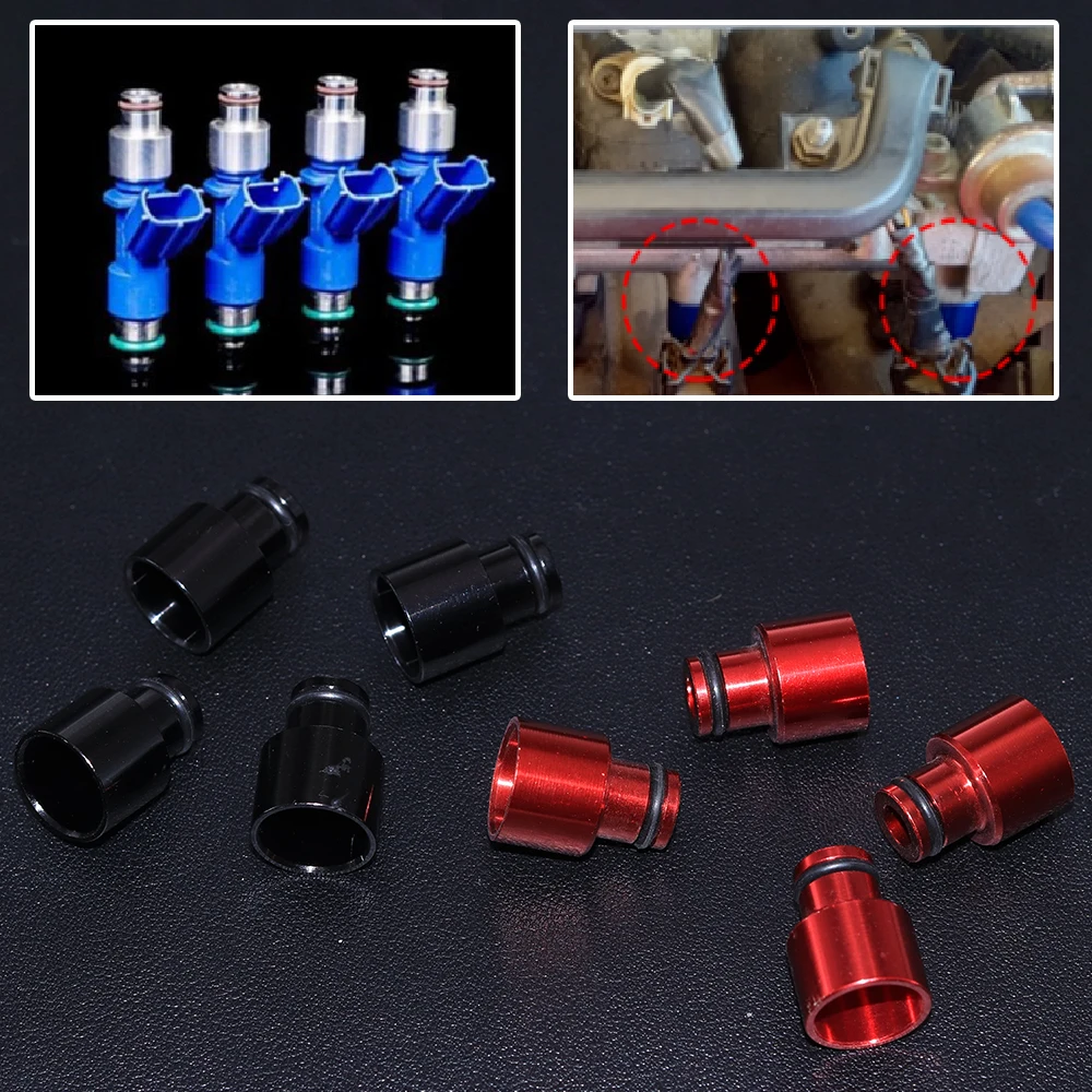 JEAZEA 4x Fuel Injector Adapters Racing Anti-Corrosion Sealing Supply System Extenders Spacers For Acura Honda B16 B18 D16Z D16Y