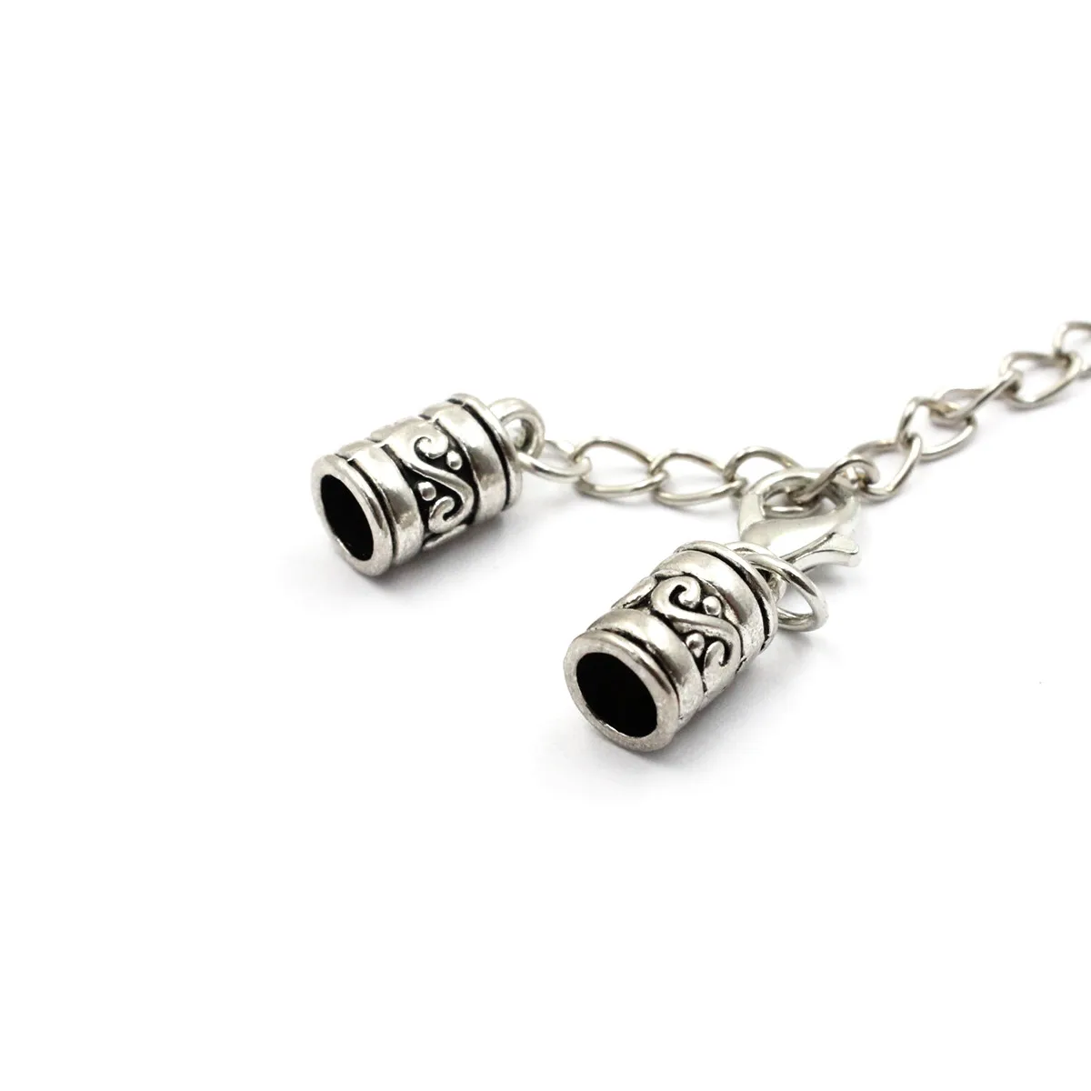 Fit 5mm Hole Fashion Zinc Alloy Cord End Caps For Necklace Bracelet Connectors Clasp DIY Accessories  Length: 44mm+50mm 10sets