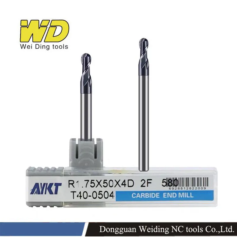 CNC Machine Snijgereedschappen Rvs HRC58 2 Fluiten Kogelfrees Wolfraamcarbide Cutter CNC Router Bit Frees