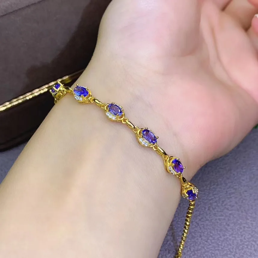 

New Fashion Tanzanite bangle Free shipping Natural real TanzaniteBracelet For men or women 925 sterling silver bangle