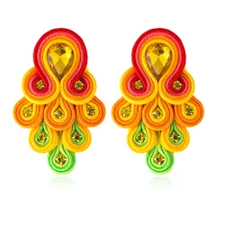Handmade Fashion Soutache earrings for women Peacock Tail Shape Color Drop earring Crystal Decoration Ethnic boho jewelry 2021