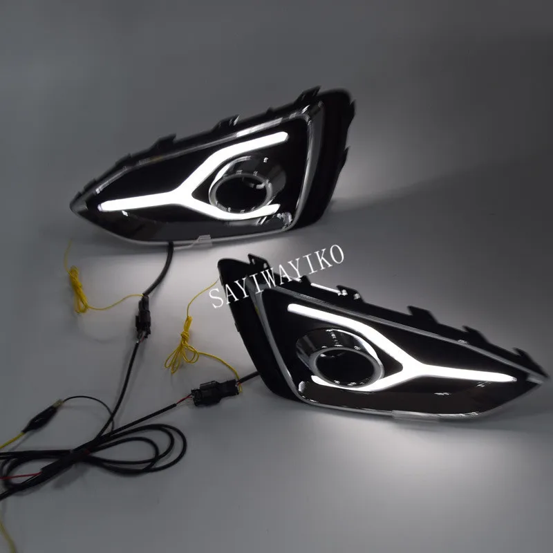 Yellow Turn Signal Function 12V Car DRL LED Daytime Running Light Fog Lamp For Hyundai Accent Solaris 2017 2018 2019