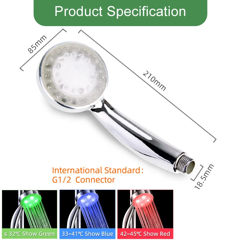 LED Faucet Shower Hose Temperature Sensor Colorful LED Lights Intelligently Identify Temperature And Color Faucet Shower