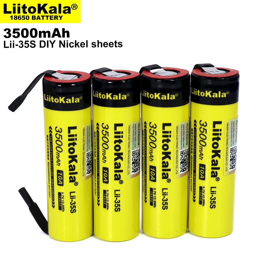 10PCS/LOT New Original Liitokala Lii-35S 3.7V 3500mah 18650 Lithium Rechargeable Battery Welding Nickel Sheet