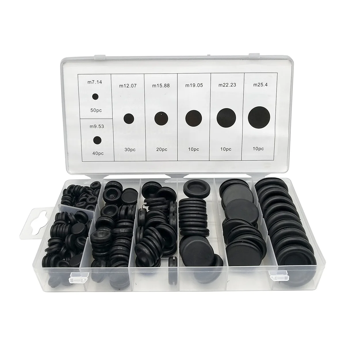 170Pcs Rubber Grommet Firewall Hole Plug Set Electrical Wire Gasket Kit For Car With Plastic Box