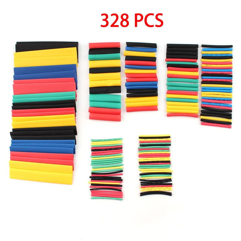 328pcs/Set Heat Shrink Tube Termoretractil Polyolefin Wrap Wire Cable Insulated Sleeving Tubing Sleeve Shrinking Assorted Kit