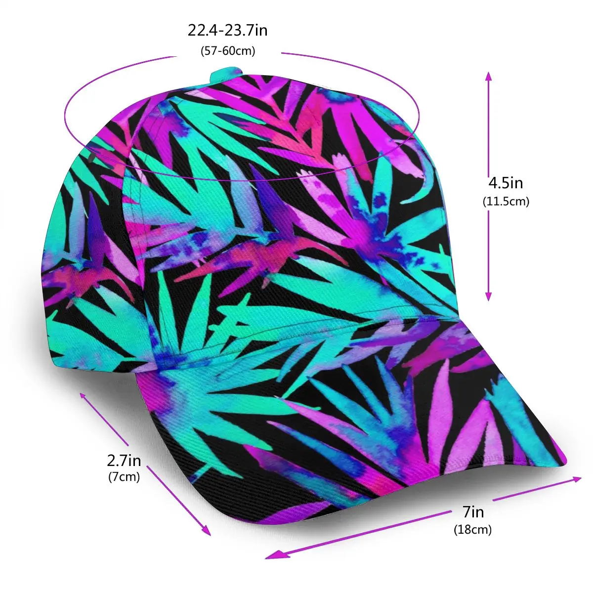 Tropical Palms Leaves Neon Colors Outdoor Sport Caps Baseball Hat Men Women Visor Cap Baseball Cap Street Hip Hop Caps