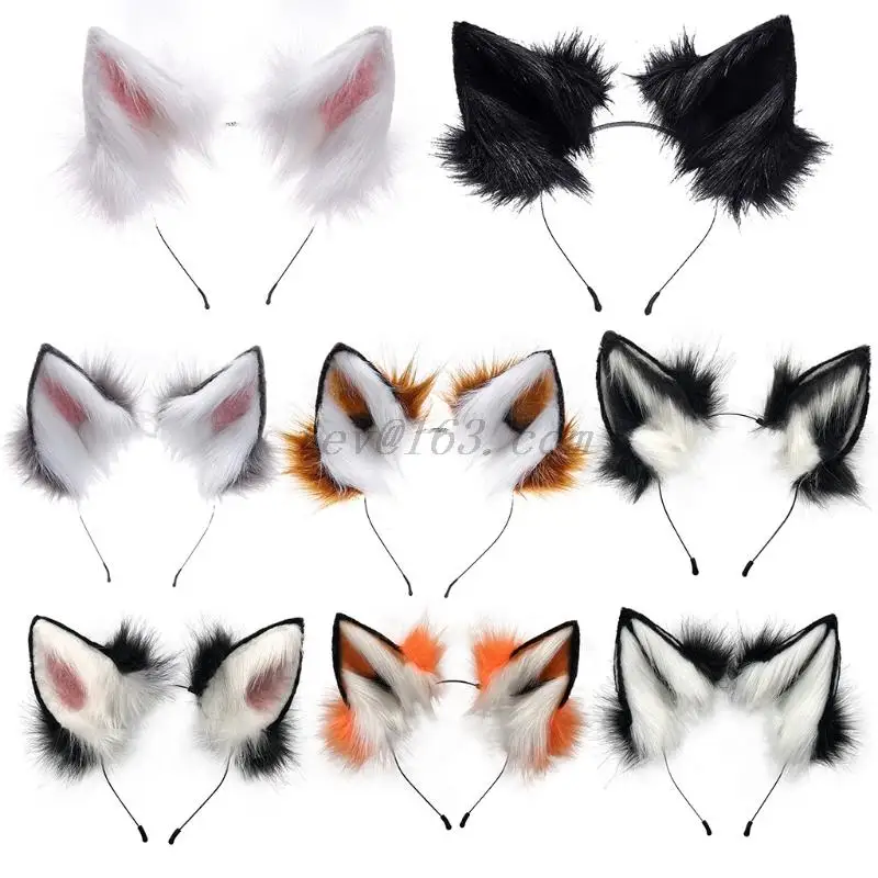 

Handmade Adjustable Furry Wolf Ears Fox EarsHeadband Simulation Fluffy Plush Animal Hair Hoop Kawaii Anime Cosplay Headband