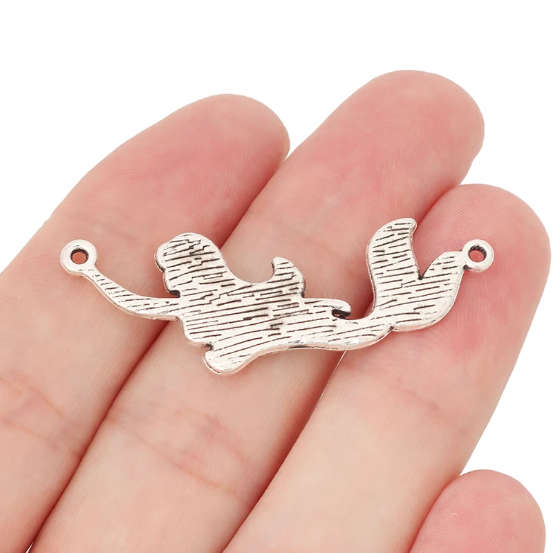 10 x Tibetan Silver Metal Swim Mermaid Connector Charms Pendants for DIY Jewelry Making Findings Accessories 46x15mm