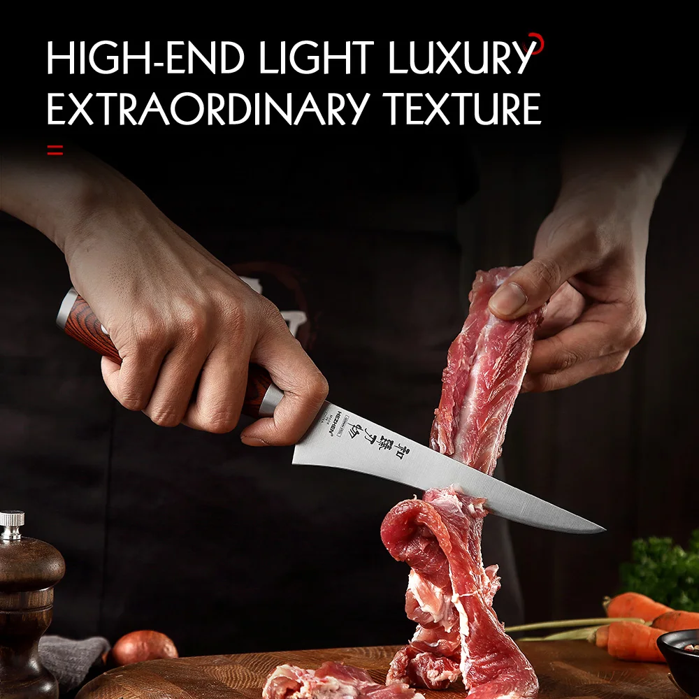 HEZHEN 5.8 Inches Boning Knives Super Sharp Pakka Wood Handle & Stainless Steel Rivet German DIN1.4116 Steel Cook Kitchen Tool