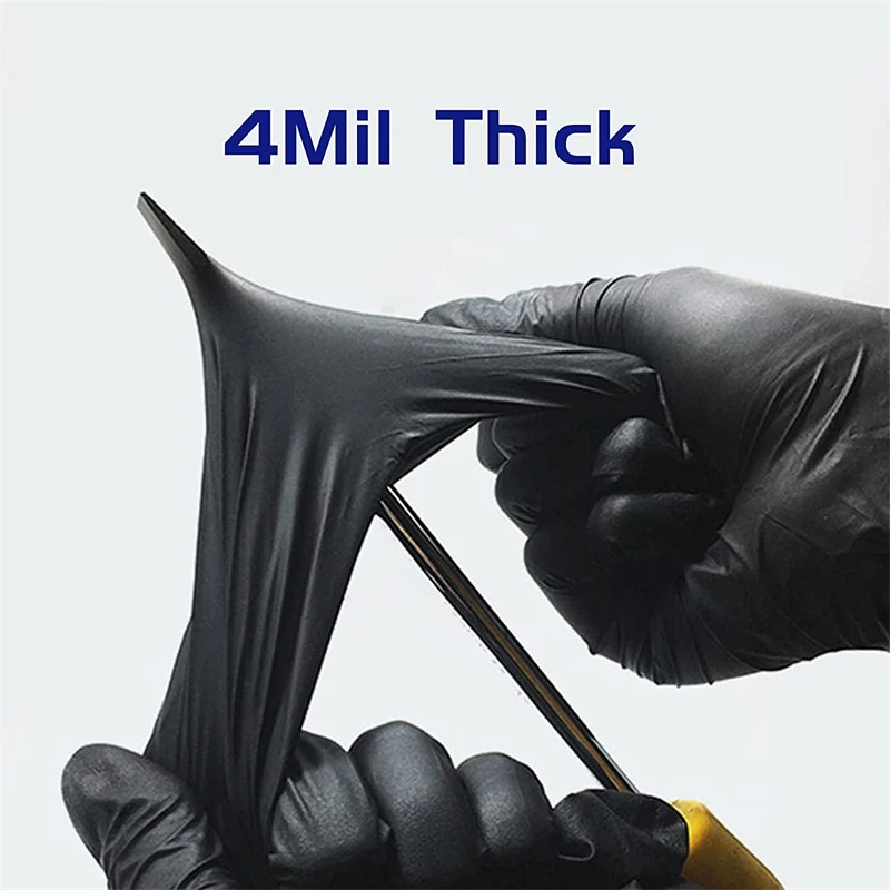 Nitrile Synethtic Gloves Black 2Pcs Food Grade Waterproof Allergy Free Disposable Work Safety Gloves Household Mechanic Kitchen