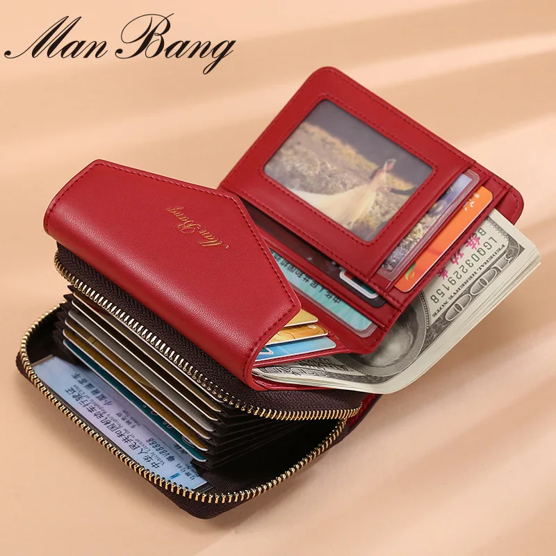 

ManBang Women Wallet Card Holder Credit Card Holder Women Zipper Pocket Card Case Zipper Coin Purse