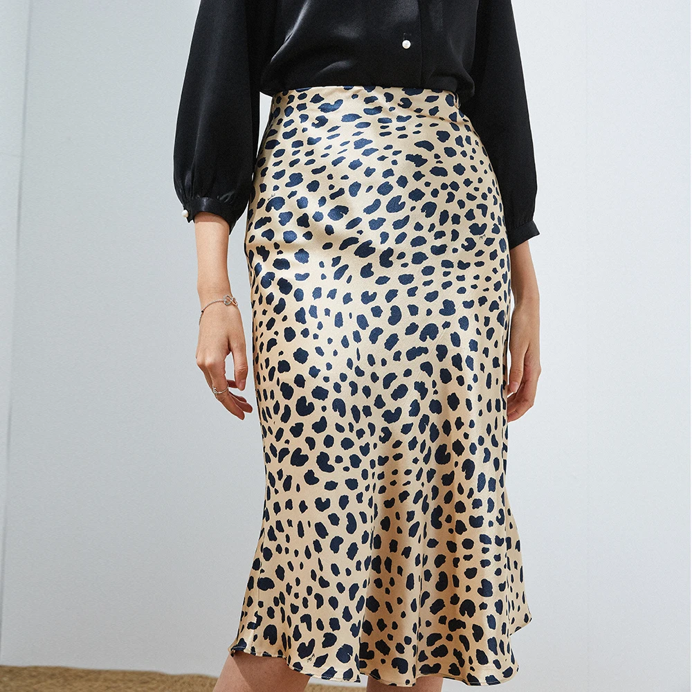 

Spring and autumn skirt skirts women 2019 autumn fashion vintage satin leopard skirt bodycon Fishtail ladies skirts streetwear
