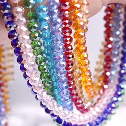 Czech Crystal Round Beads AB 2/3/4/6/8/10/12MM Faceted Rondelle Glass Beads Crafts Wholesale Needlework Accessories for Jewelry