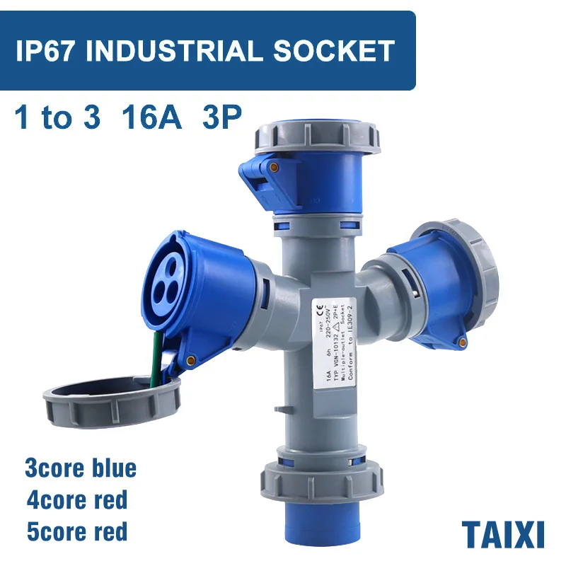 Prise de courant industrielle multifonctionnelle, prise de sortie étanche IP44, prise IP67, 3P, 4P, 5P, 16A, 32A, 1 en 2/3