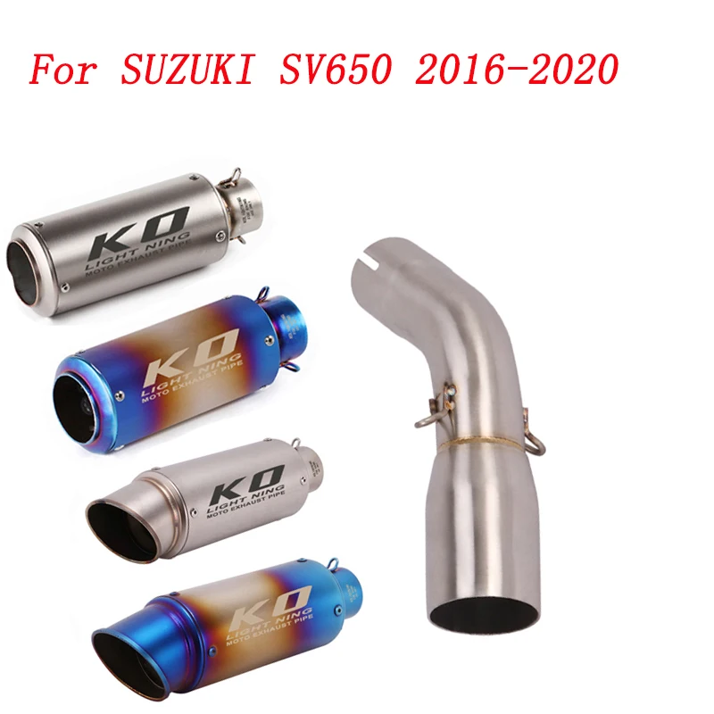 

Slip On Motorcycle Exhaust Middle Link Tube And 51mm Tail Pipe Stainless Steel Exhaust System For SUZUKI SV650 2016-2020