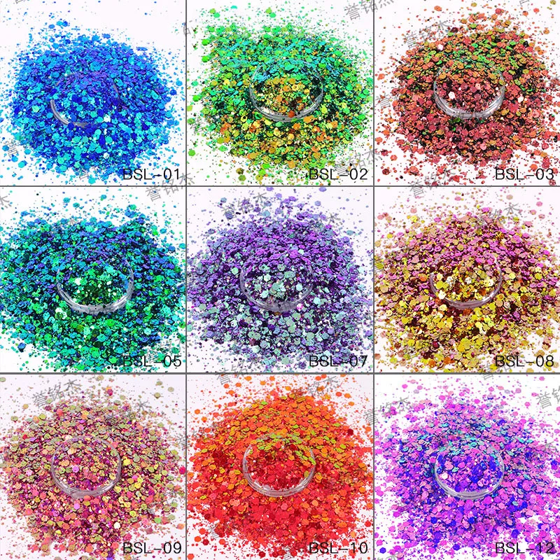 

50g Changing Color Shift Glitter Sparkle Hexagon Eye Face Crafts Nail Art Chameleon Color Shifting Tumbler Cup Sequins