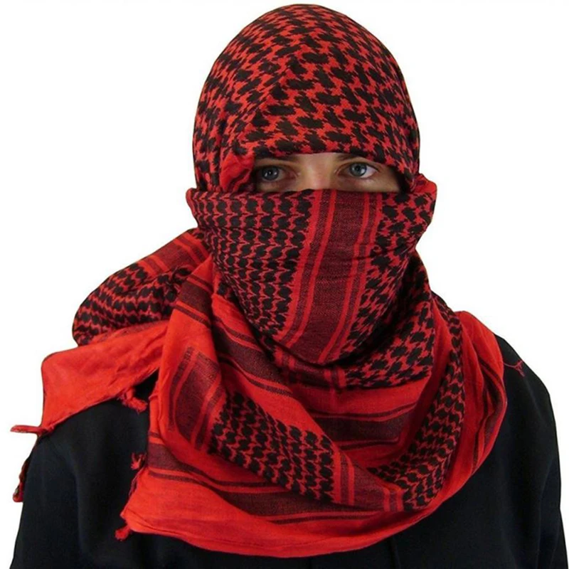 2022 New Plaid Tactical Desert Tassel Hijab Muslim Headscarf Islam Arab Men Cotton Keffiyeh Fashion Square Winter Head Scarf