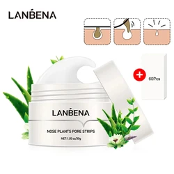 LANBENA-mascarilla Facial removedora de puntos negros, máscara de nariz, tira de poros, máscara negra, tratamiento de acné, exfoliación, limpieza profunda negra