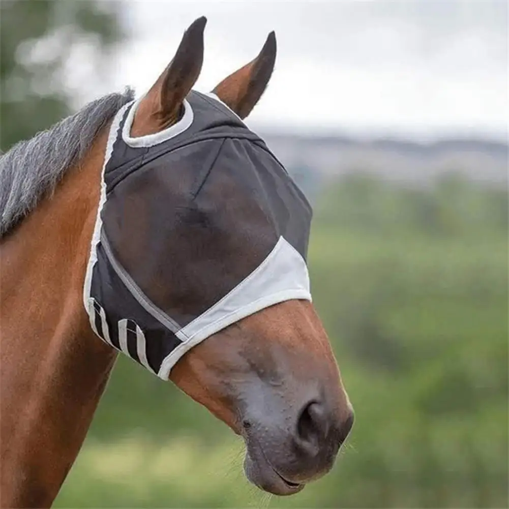 Cubierta de cara de Animal de caballo, malla duradera, elástica, cómoda, suministros para mascotas