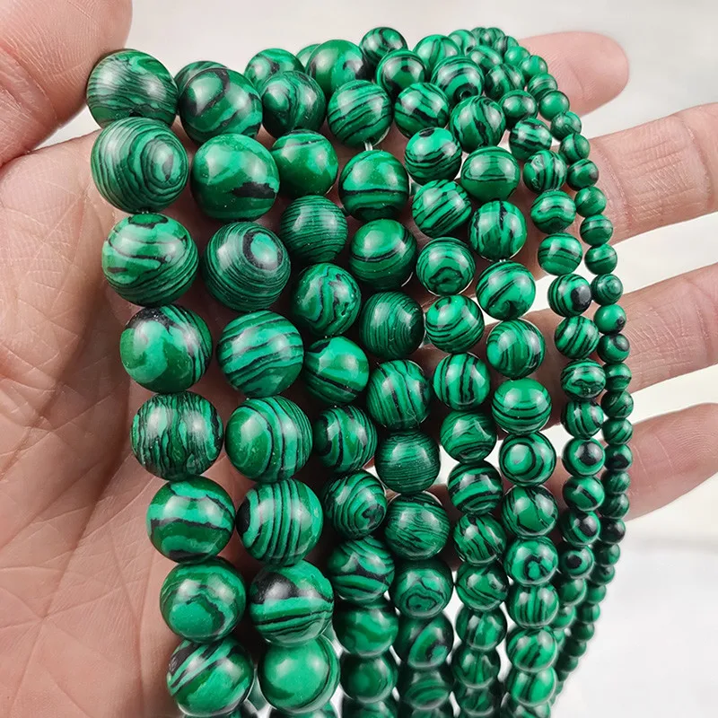 Natural Stone Beads Round Loose Spacer Malachite Bead for Making Jewelry 4 6 8 10mm