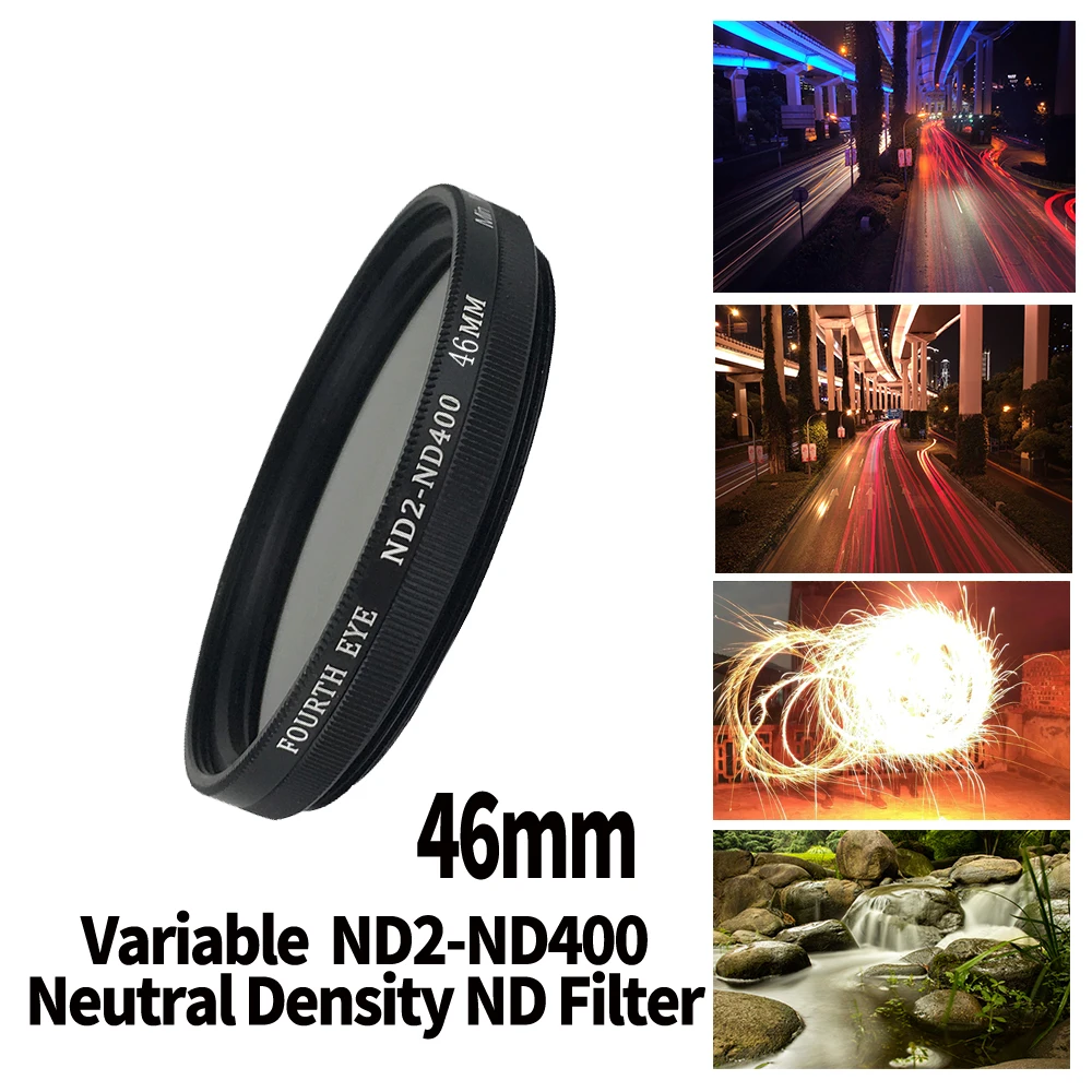 ND Lens 46mm Variable ND2-ND400 Neutral Density  Filter Fader ND Adjustable Optical Glass Lens Apply to  46mm camera lens