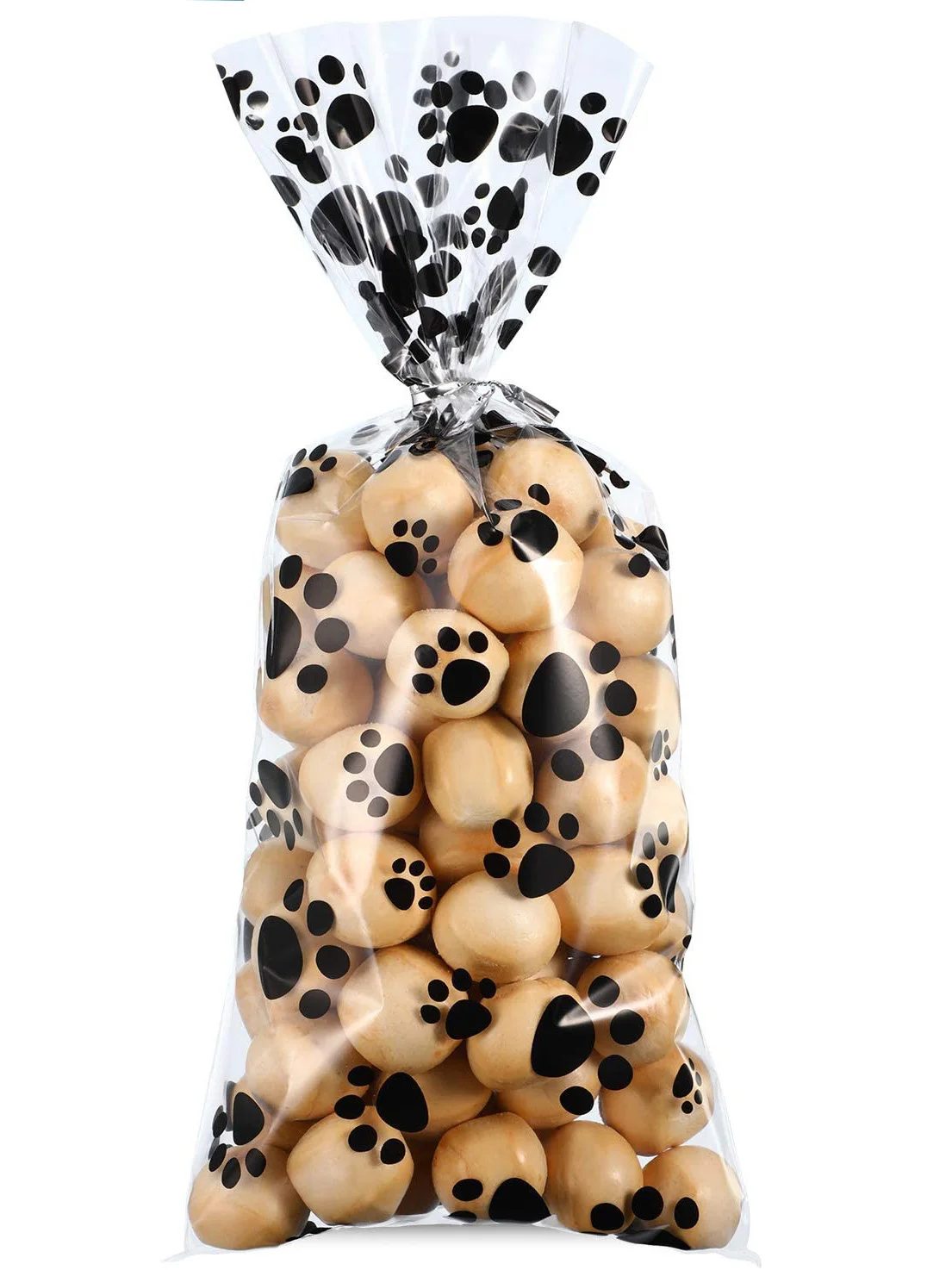 50pcs Pet Paw Print Cellophane Bags Heat Sealable Treat Candy Bags Dog Cat Gift Bags with Twist Ties Birthday Party Supplies Kid