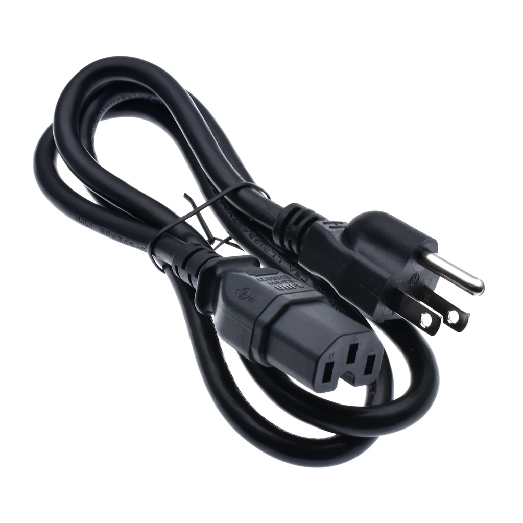 US 3 prong Power Cord NEMA 5-15P to IEC320 C15 Extension Cable For Laptop AC Adapter Lead 18AWG Power Cable