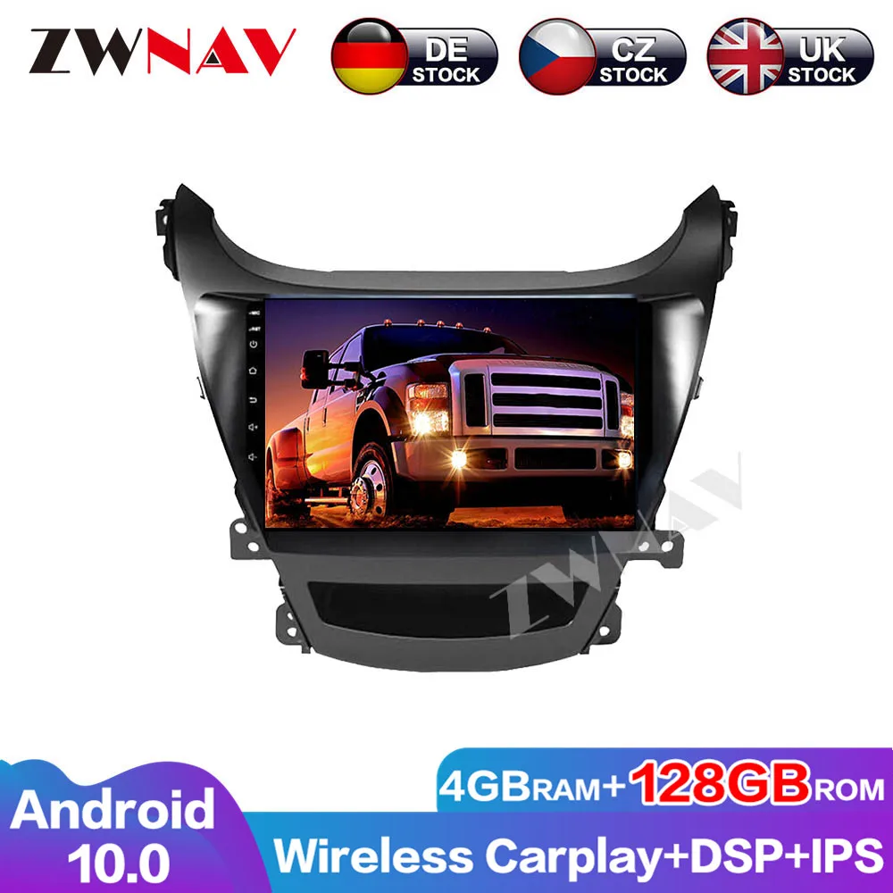 128G Carplay Radio Android 10 DVD Player Multimedia Touch Screen Car Audio Navigations GPS For Hyundai Elantra 2014 Head Unit