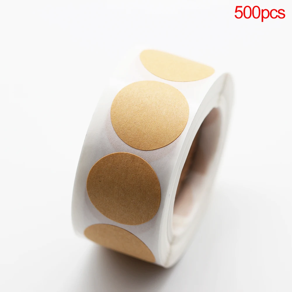 500pcs 1Inch Round Blank Natural Kraft Stickers DIY Multifunction Paper Labels Gift Box Package Scrapbooking Stationery Sticker