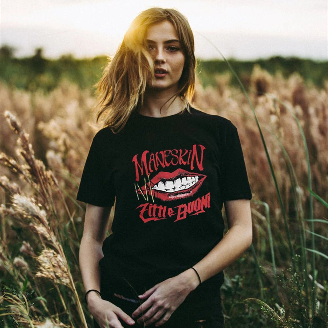 Maneskin T-Shirt Rock Band Maneskin Shirt Maneskin Zitti E Buoni Tees Damiano David Shirts Hipster Tops Fans Gift