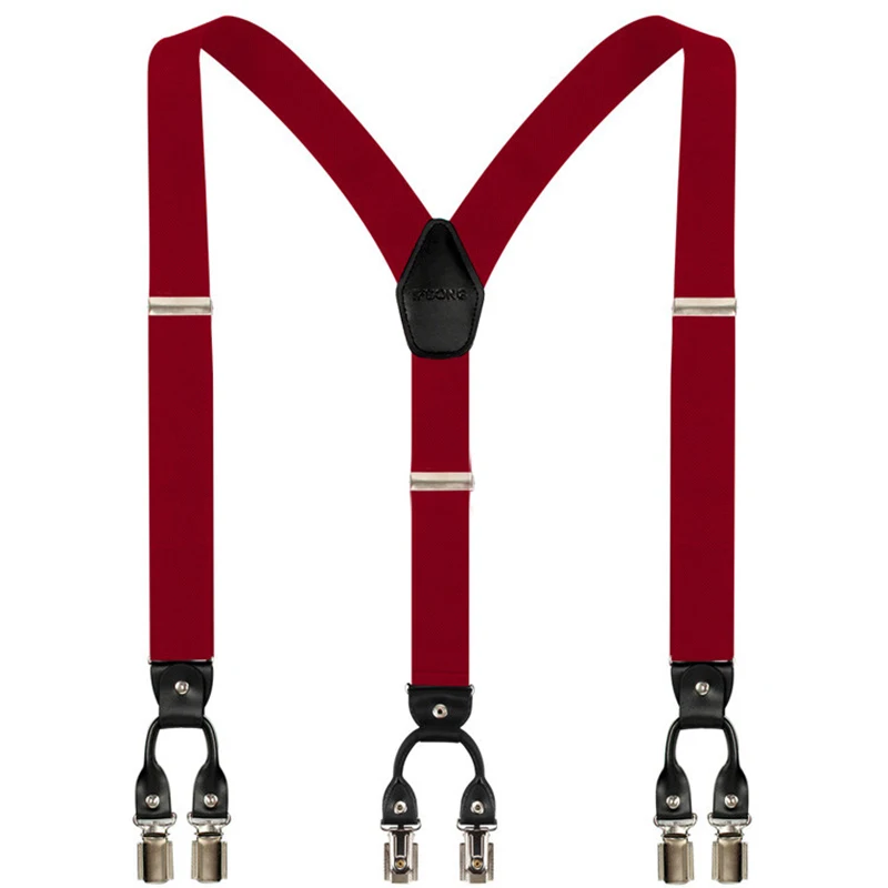 High Quality Y Shape Elastic Clip-on Unisex Suspenders 6 Clip Pants Braces Adjustable Elasticated Women Men Suspender Straps