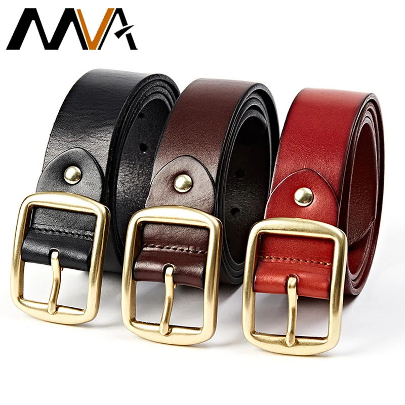 

MVA Men's Belt Male Belt Pouch Cowhide Leather Belts Buckle For Men Trouser Belts For Men Waistband Luxury Designer High Quality