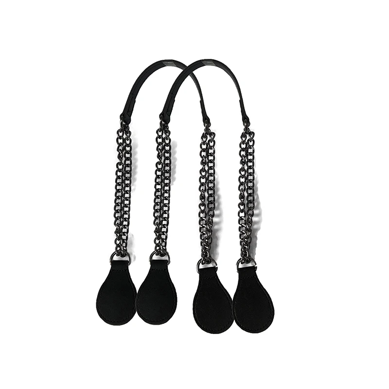 1 Pair 67cm Long leather PU chain Handle with Tear Drop End Double Metal Chain for O Bag for EVA Obag Women Bag