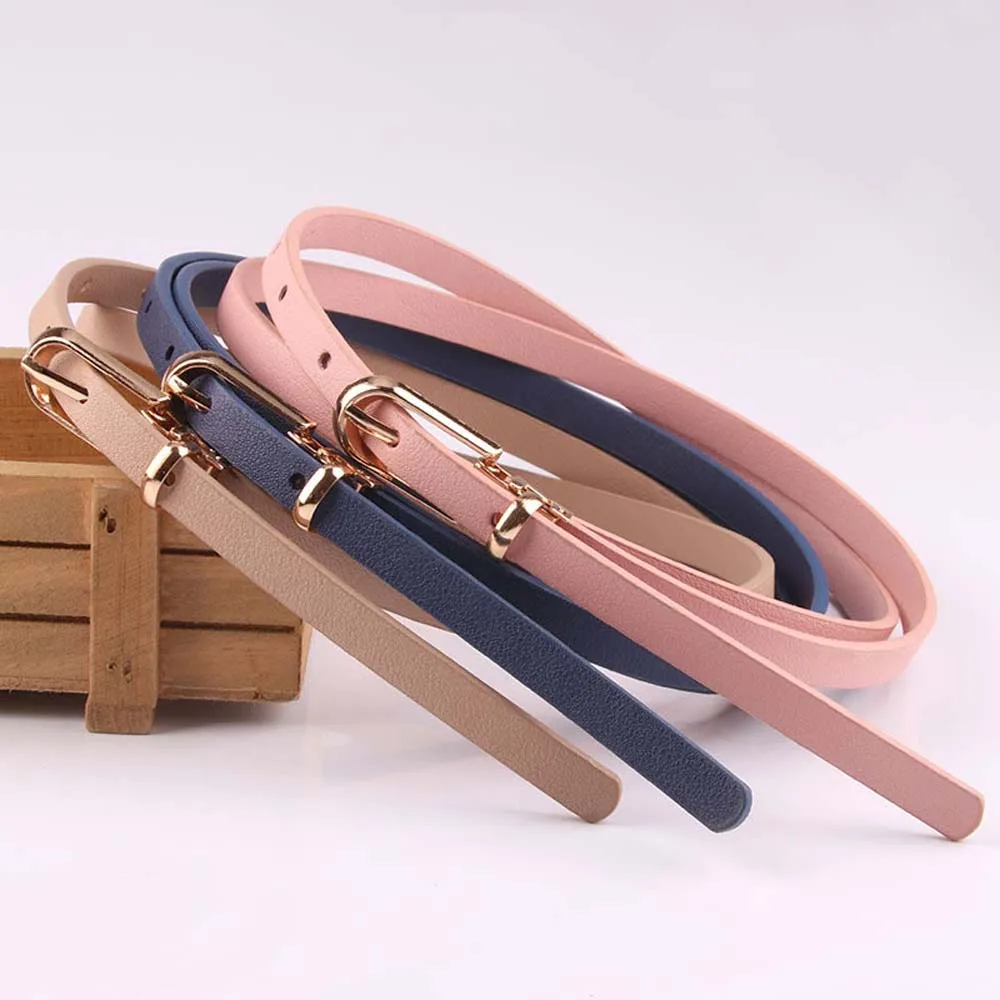 Women Faux Leather Belts Candy Color Thin Skinny Waistband Adjustable Belt Women Dress Strap cinturon mujer cinto feminino