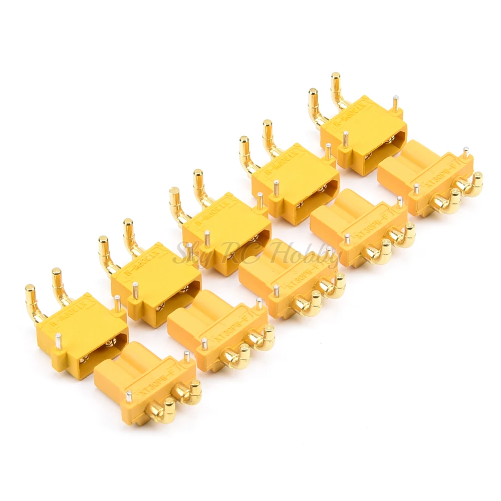 Amass XT30PW ESC Motor PCB board plug Banana Golden XT30 Upgrade Right Angle Plug Connector for RC Models