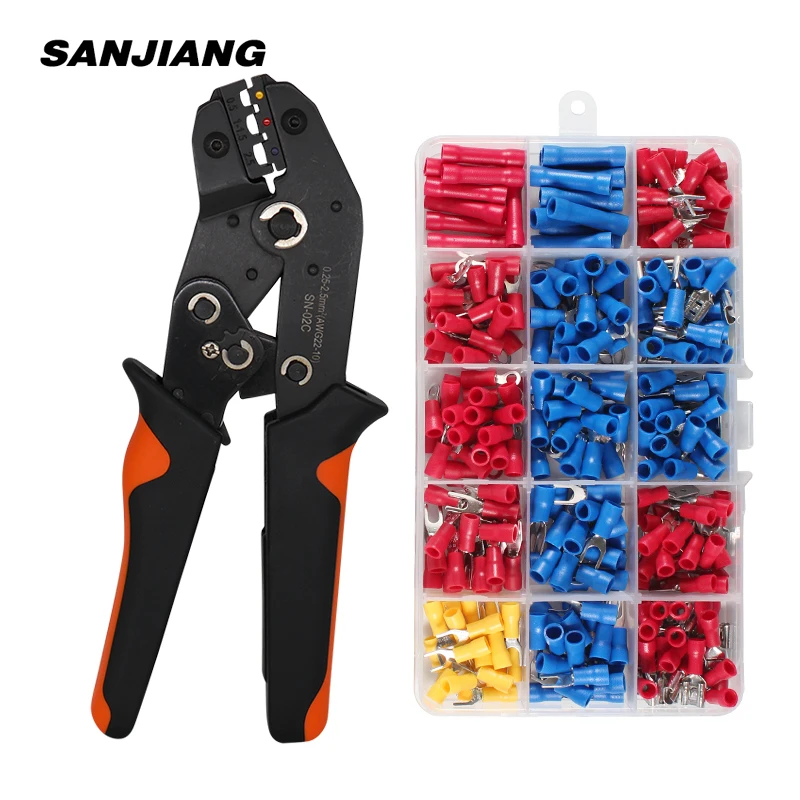 

SN-02C mini hand Crimping Tool 0.25-2.5mm² Adjustable Crimper pliers with 280pcs Cable Lugs Assortment Kit wire crimp set