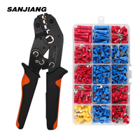 SN-02C mini hand Crimping Tool 0.25-2.5mm² Adjustable Crimper pliers with 280pcs Cable Lugs Assortment Kit wire crimp set