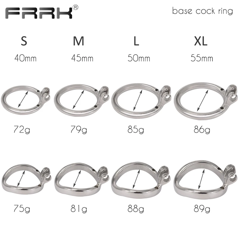 FRRK Double Penis Rings Cock Lock Male Chastity Cage Stainless Steel Bondage Device Restraint Sex Toys for Adutls 18 Training