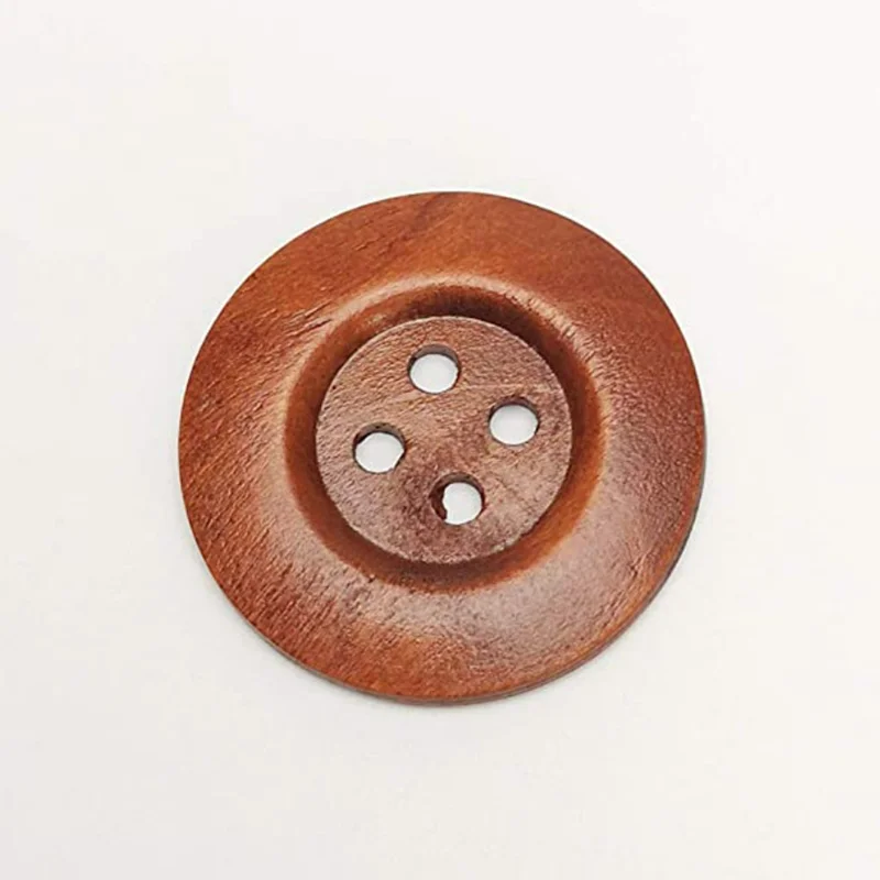 Large Size 60/50/40MM Brown Round Wood Buttons of Clothes 4 Holes Craft Sewing Button